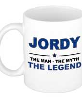 Jordy the man the myth the legend cadeau koffie mok thee beker 300 ml