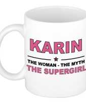 Karin the woman the myth the supergirl cadeau koffie mok thee beker 300 ml