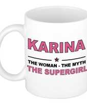 Karina the woman the myth the supergirl cadeau koffie mok thee beker 300 ml