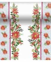 Kerst thema tafellopers placemats met kerststerren 40 x 480 cm