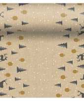 Kerst thema tafellopers placemats met rendieren en kerstbomen 40 x 480 cm