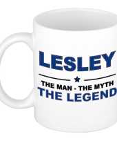 Lesley the man the myth the legend cadeau koffie mok thee beker 300 ml