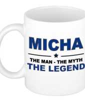 Micha the man the myth the legend cadeau koffie mok thee beker 300 ml