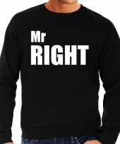 Mr right sweater trui zwart met witte letters voor heren