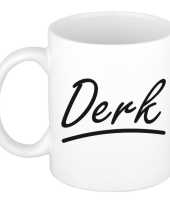 Naam cadeau mok beker derk met sierlijke letters 300 ml
