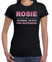 Naam cadeau t shirt shirt rosie the supergirl zwart voor dames