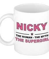 Nicky the woman the myth the supergirl cadeau koffie mok thee beker 300 ml