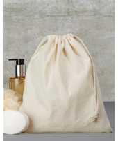 Pakket van 15x stuks canvas opbergzakjes met koord 25 x 30 cm