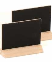 Set van 10x stuks houten mini krijtbordjes schrijfbordjes op voet 6 cm