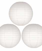 Set van 12x stuks luxe witte bol lampionnen 25 cm