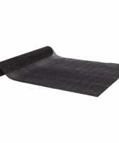 Set van 2x stuks kerst diner tafelloper zwart met glitters 250 x 28 cm