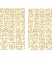 Set van 2x stuks tafellopers extra dik beige antislip 150 x 40 cm