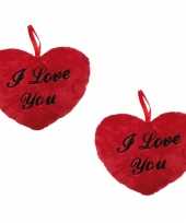 Set van 6x stuks pluche i love you hartjes kussentjes 10 cm