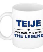 Teije the man the myth the legend cadeau koffie mok thee beker 300 ml