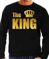 The king sweater trui zwart met gouden letters en kroon heren