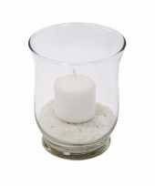 Windlicht met kaars en zand 11 cm