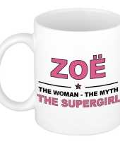 Zoe the woman the myth the supergirl cadeau koffie mok thee beker 300 ml