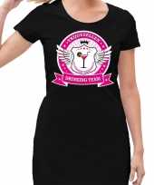 Zwart vrijgezellen drinking team jurkje dames