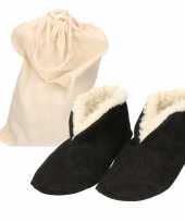 Zwarte spaanse sloffen pantoffels van echt leer suede voor dames heren maat 47 met opbergzak